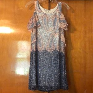 Pink and blue cold shoulder Charlotte Russe dress.